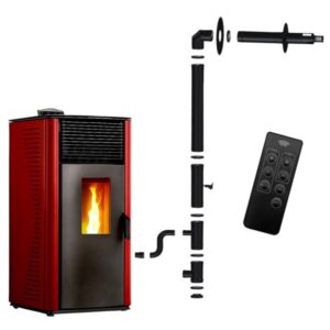 Estufa de pellets anita 15 kw burdeos sannover + kit de instalación complet